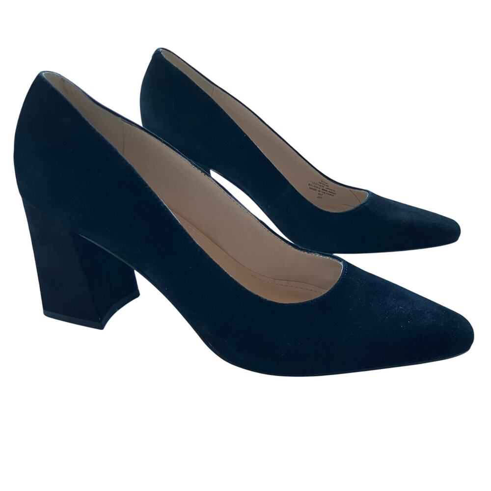 Marc Fisher Women's Zala Block Heel Pump Size 8.5M Black Suede Leather